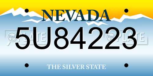 5U84223 Nevada License Plate