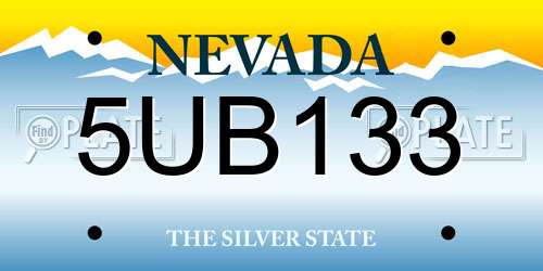 5UB133 Nevada License Plate