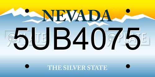 5UB4075 Nevada License Plate