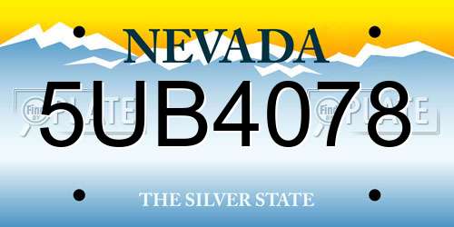 5UB4078 Nevada License Plate