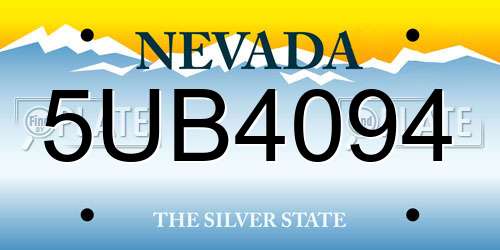 5UB4094 Nevada License Plate