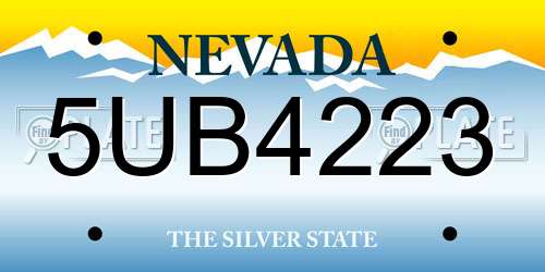 5UB4223 Nevada License Plate