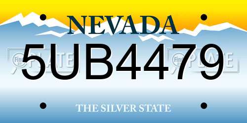 5UB4479 Nevada License Plate