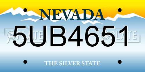 5UB4651 Nevada License Plate