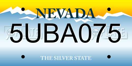 5UBA075 Nevada License Plate