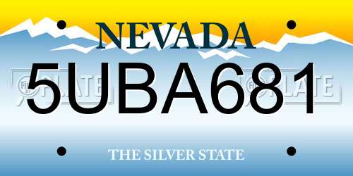 5UBA681 Nevada License Plate