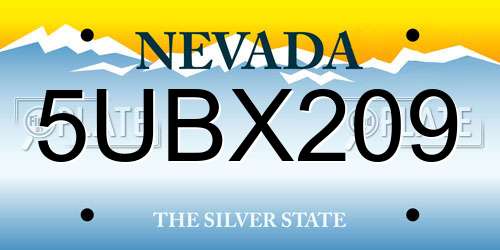 5UBX209 Nevada License Plate