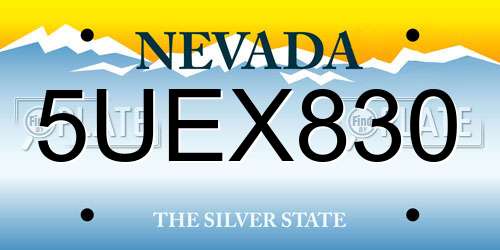 5UEX830 Nevada License Plate