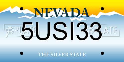 5USI33 Nevada License Plate