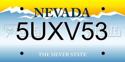 5UXV53 Nevada License Plate