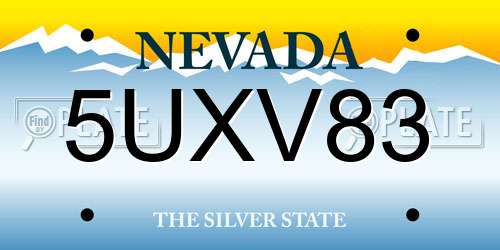 5UXV83 Nevada License Plate