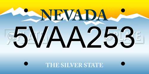 5VAA253 Nevada License Plate