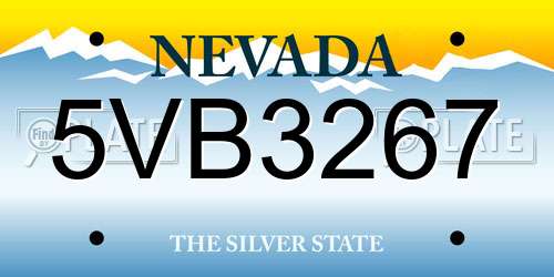 5VB3267 Nevada License Plate