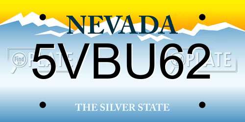 5VBU62 Nevada License Plate