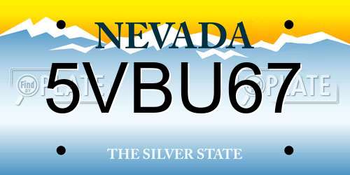 5VBU67 Nevada License Plate
