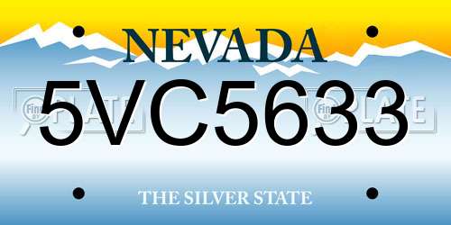 5VC5633 Nevada License Plate