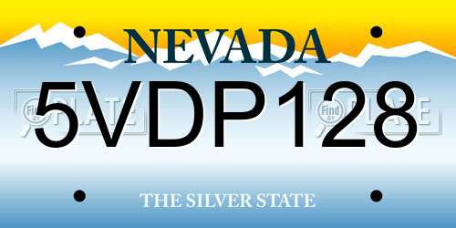 5VDP128 Nevada License Plate