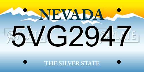 5VG2947 Nevada License Plate