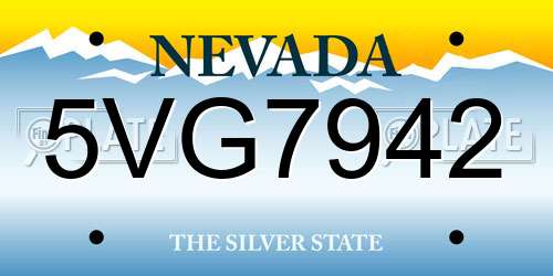 5VG7942 Nevada License Plate
