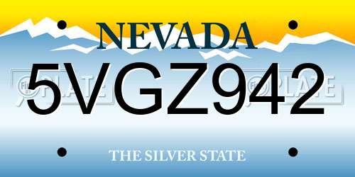 5VGZ942 Nevada License Plate