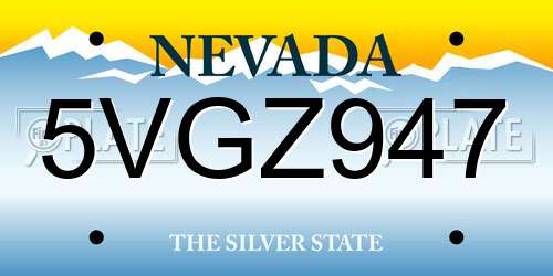 5VGZ947 Nevada License Plate