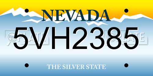 5VH2385 Nevada License Plate
