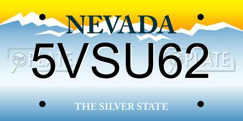 5VSU62 Nevada License Plate