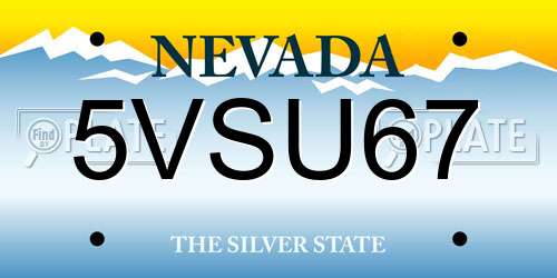 5VSU67 Nevada License Plate