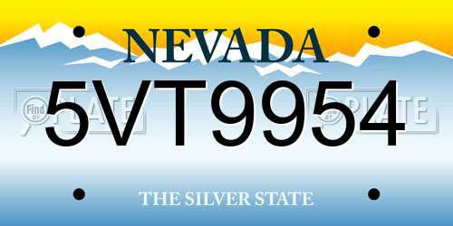 5VT9954 Nevada License Plate