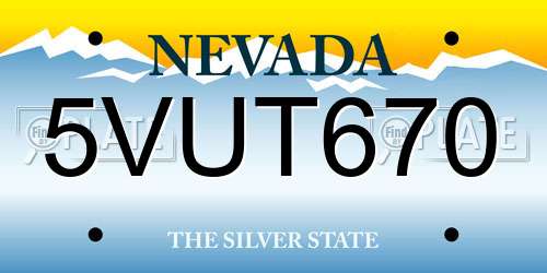 5VUT670 Nevada License Plate