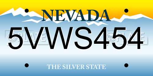 5VWS454 Nevada License Plate