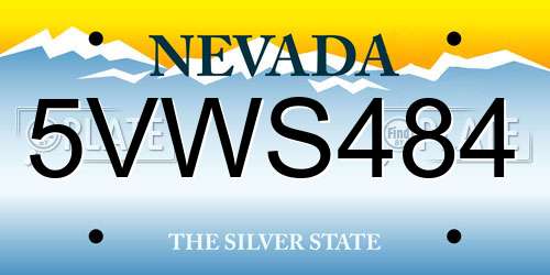 5VWS484 Nevada License Plate