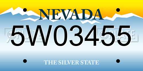 5W03455 Nevada License Plate