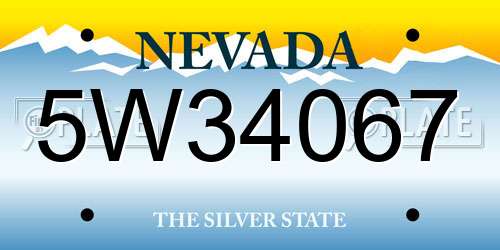 5W34067 Nevada License Plate