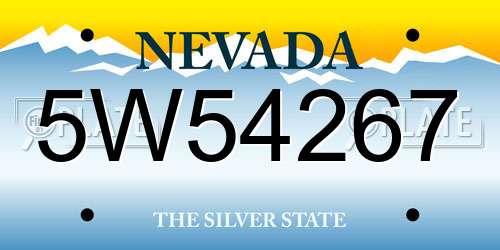 5W54267 Nevada License Plate