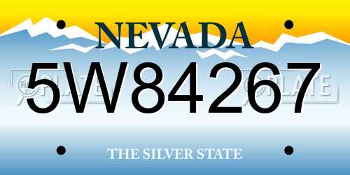5W84267 Nevada License Plate