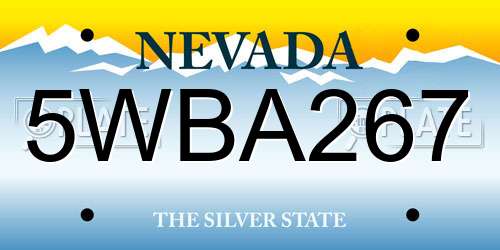 5WBA267 Nevada License Plate