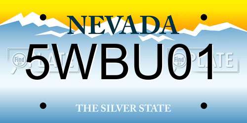 5WBU01 Nevada License Plate