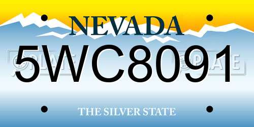 5WC8091 Nevada License Plate
