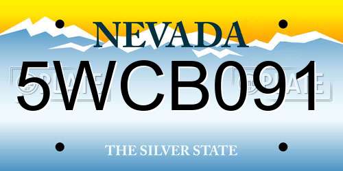 5WCB091 Nevada License Plate