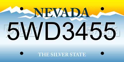 5WD3455 Nevada License Plate