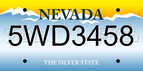 5WD3458 Nevada License Plate