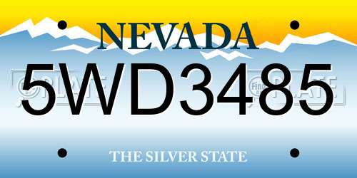 5WD3485 Nevada License Plate