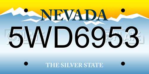 5WD6953 Nevada License Plate