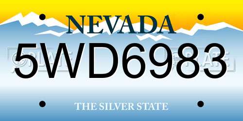 5WD6983 Nevada License Plate