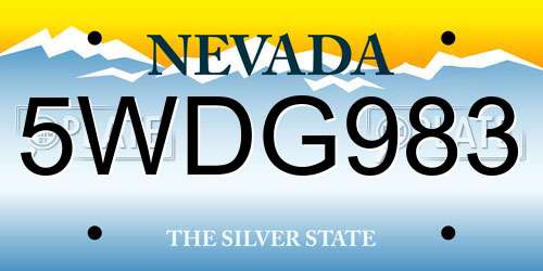 5WDG983 Nevada License Plate