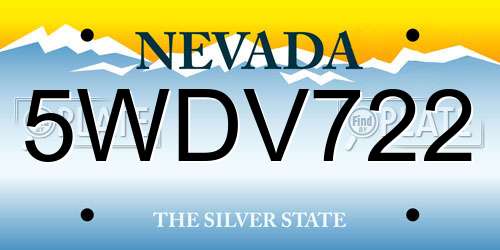 5WDV722 Nevada License Plate