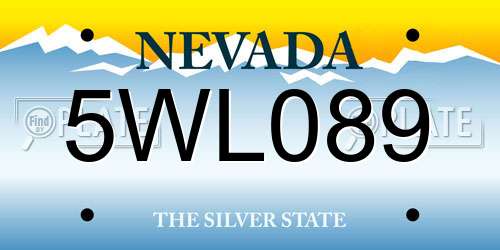 5WL089 Nevada License Plate