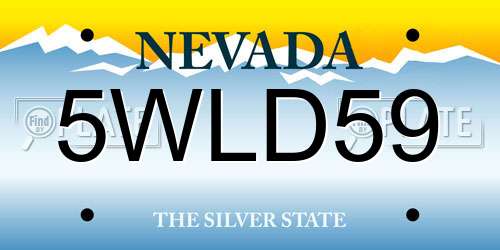 5WLD59 Nevada License Plate