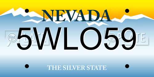 5WLO59 Nevada License Plate